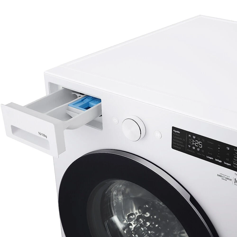 Lava e Seca WD16WNT 16 Kg ou 10 Kg Touch LED AI Front Load LG Branco - 110V