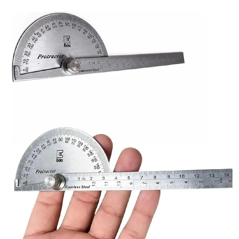 Transferidor de Grau com Régua Yeet EDA 4GP Inox 140MM Prata