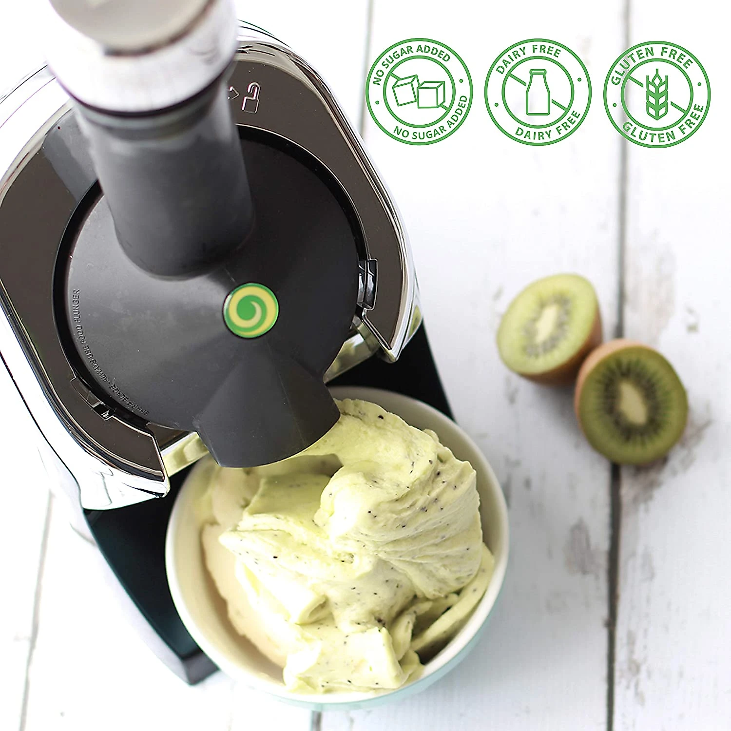 Yonanas 988RD Deluxe Frozen Dessert Maker Premium Chrome Design Dairy Fruit Soft Serve is Vegan Alternative to Ice Cream BPA Free Dishwasher Safe Includes 75 Recipes 200 Watts Red