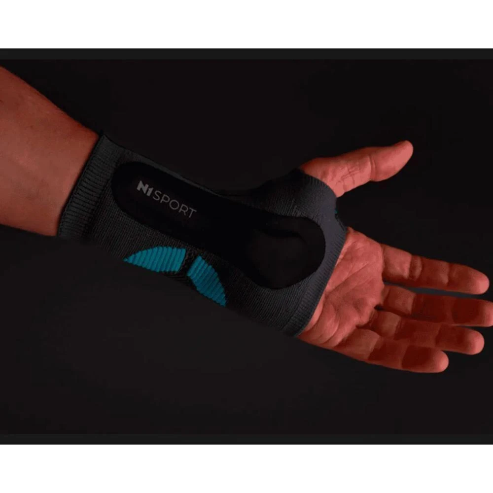 Imobilizador de Punho N1 Sport PRO N1 para Compressão e Estabilidade com Tala Rígida Cinza com Azul