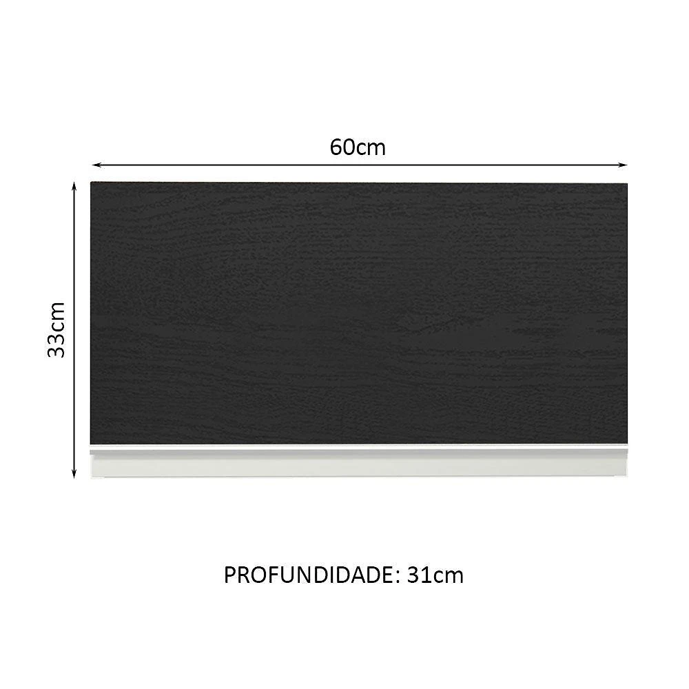 Armário de cozinha aéreo 60 cm 1 porta branco/preto glamy madesa