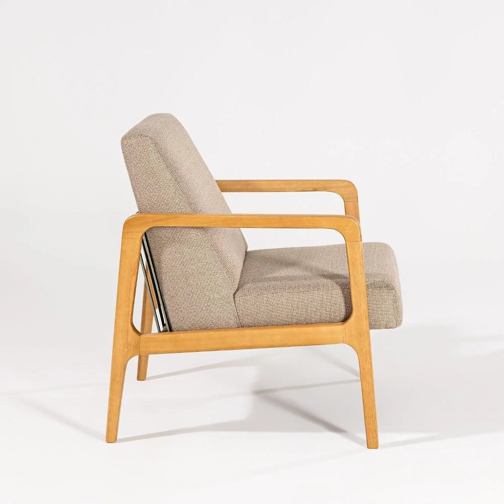 Poltrona para Sala 80cm X 78cm X 69cm Verniz Mel/Fita Verde Oliva/Marrom