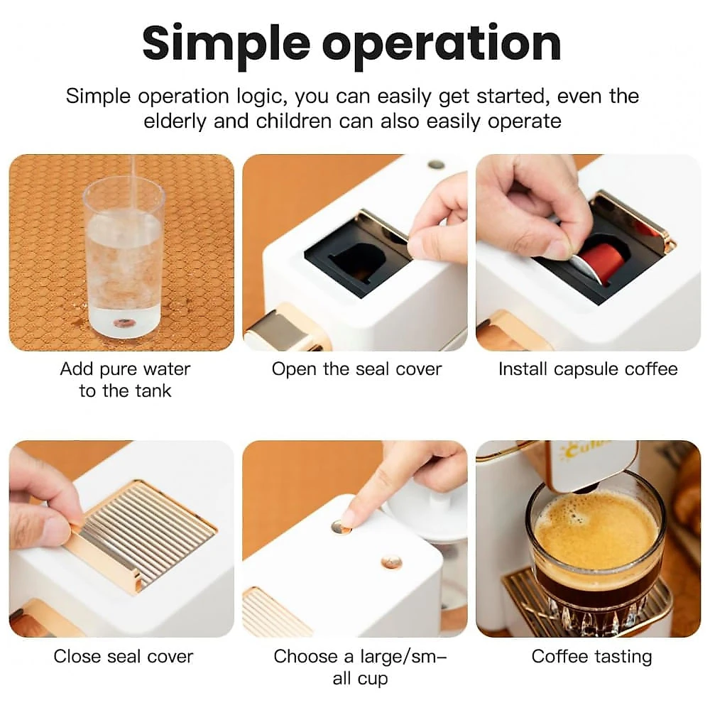 Máquina de espresso Cutesun compacta branca 19 bar 0,8L cápsulas Nespresso OriginalLine dose única 110V