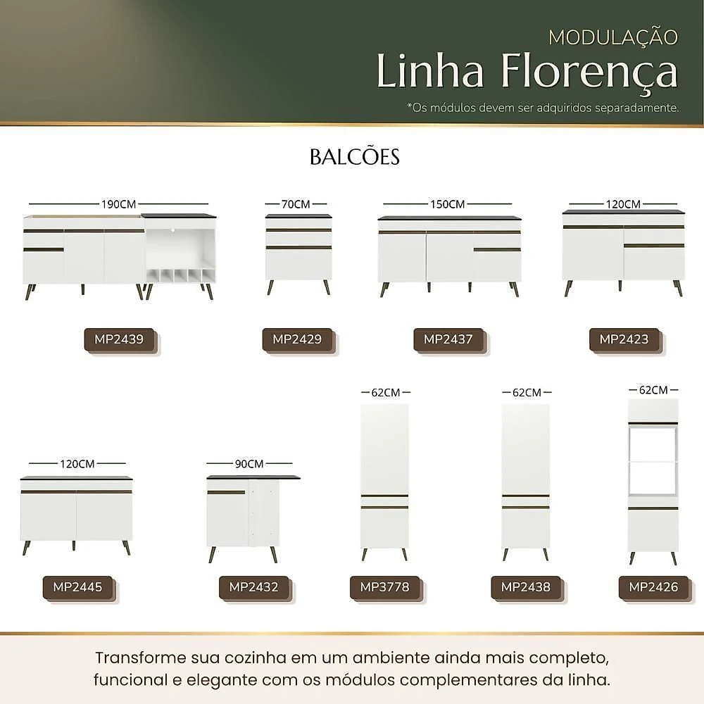 Armário Aéreo 2 Portas 120CM MDP Branco Multimóveis