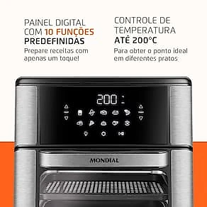 Fritadeira Elétrica Air Fryer Oven Mondial AFON-12L-BIN 12L 2000W Painel Digital 10 Funções 110V