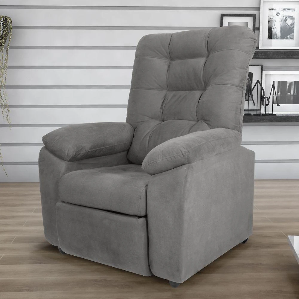 Poltrona Reclinável Nora Veludo Light Conforto Cinza Matrix
