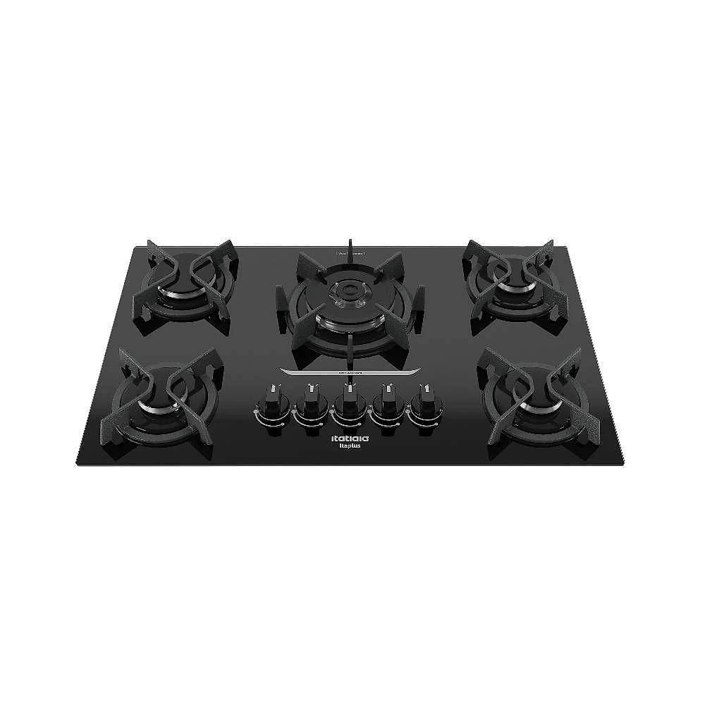 Cooktop a gás itatiaia itaplus 3700000494 5 bocas vidro temperado tripla chama preto bivolt