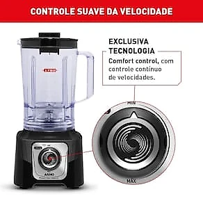 Liquidificador Arno Power Max LN65 Comfort Control 15 Velocidades 1400W - Preto 110V