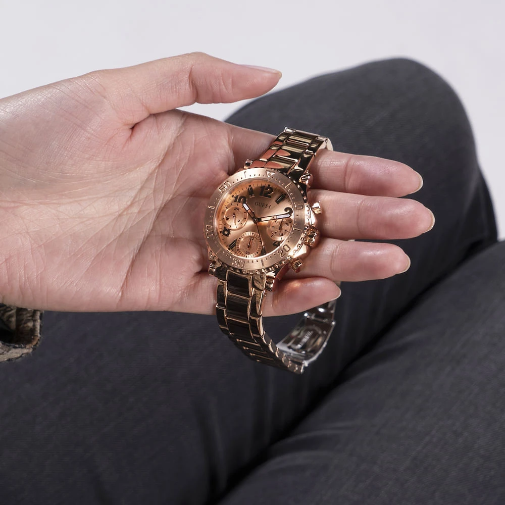 Miniatura Relógio Guess Feminino Multifunção Rose Gold GW0465L2
