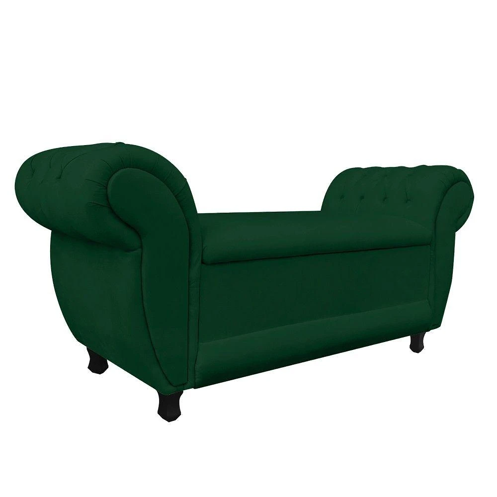 Recamier com Baú Grécia 195cm Suede Verde