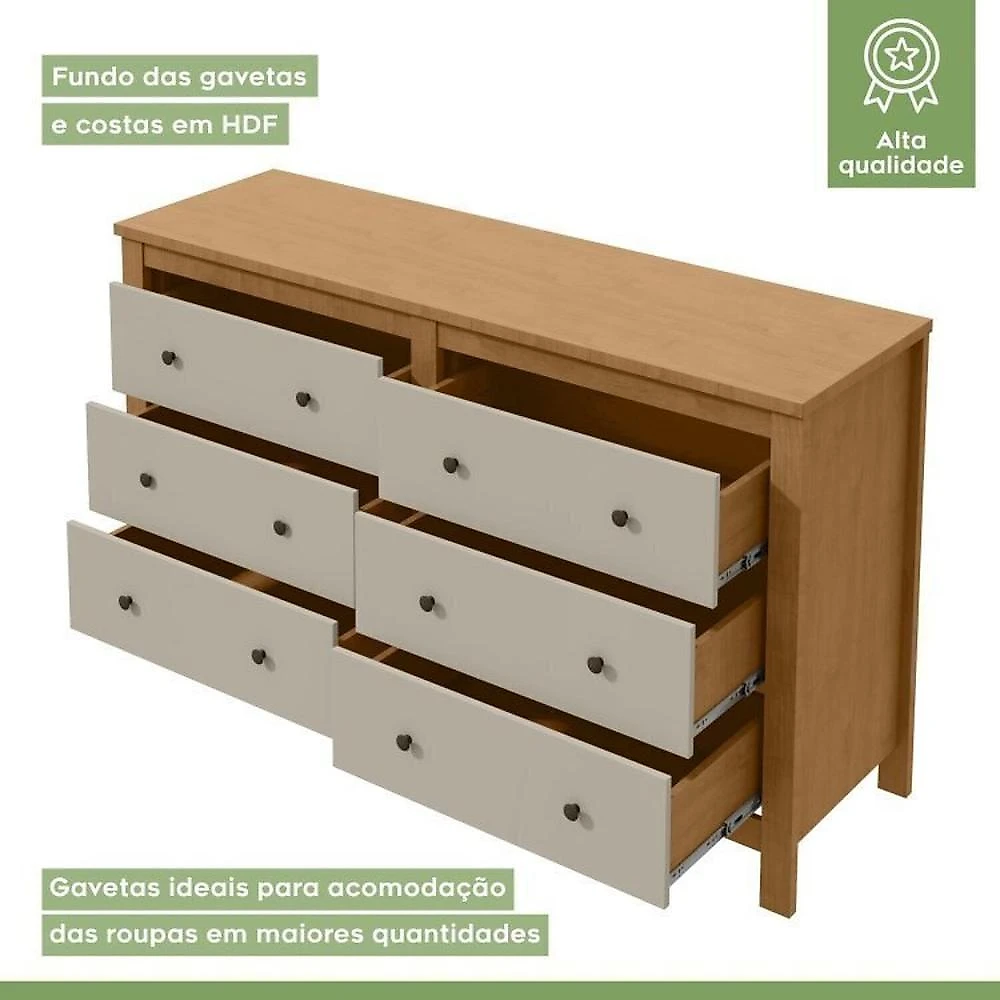 Quarto Infantil com 2 Camas de Solteiro Loop e 1 Cômoda Maggiore Quarto Infantil com 2 Camas de Solteiro Loop e 1 Mesa de Cabeceira Maggiore Amêndoa Clean / Off White