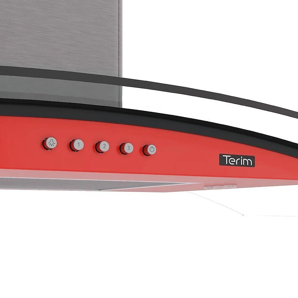 Coifa Terim de Parede Clean Vidro Curvo Vermelha Kroma 75cm Vermelho Kroma 110V