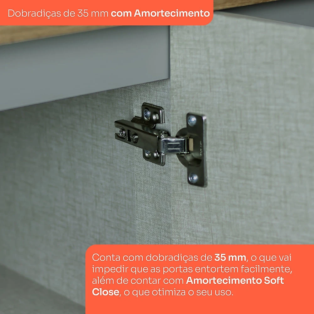 Cozinha Completa 4 Peças Com Aéreo Cristaleira Amy Casa 812 Cinza/Nature