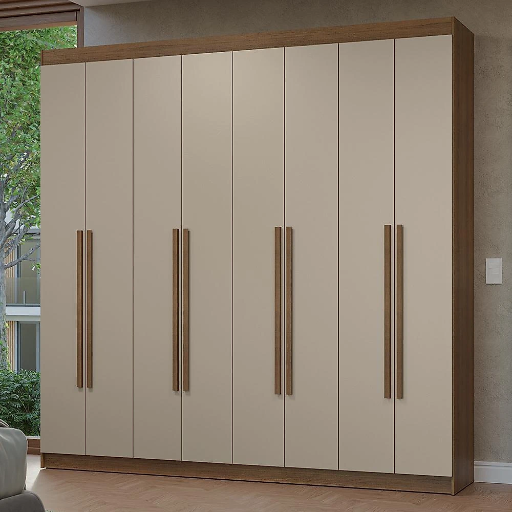 Guarda-roupa casal 8 portas batentes netuno madesa r rustic/branco/rustic
