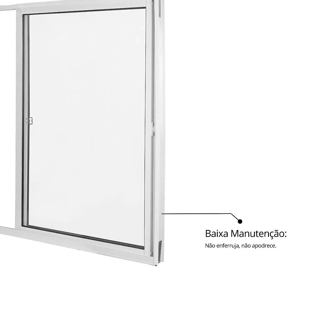 Janela de Alumínio de Correr 100x100cm 2 Folhas com Vidro Liso Linha Soft Mgm Branco Janela de Alumínio de Correr 100x100cm Vidro Liso Linha Soft MGM Branco