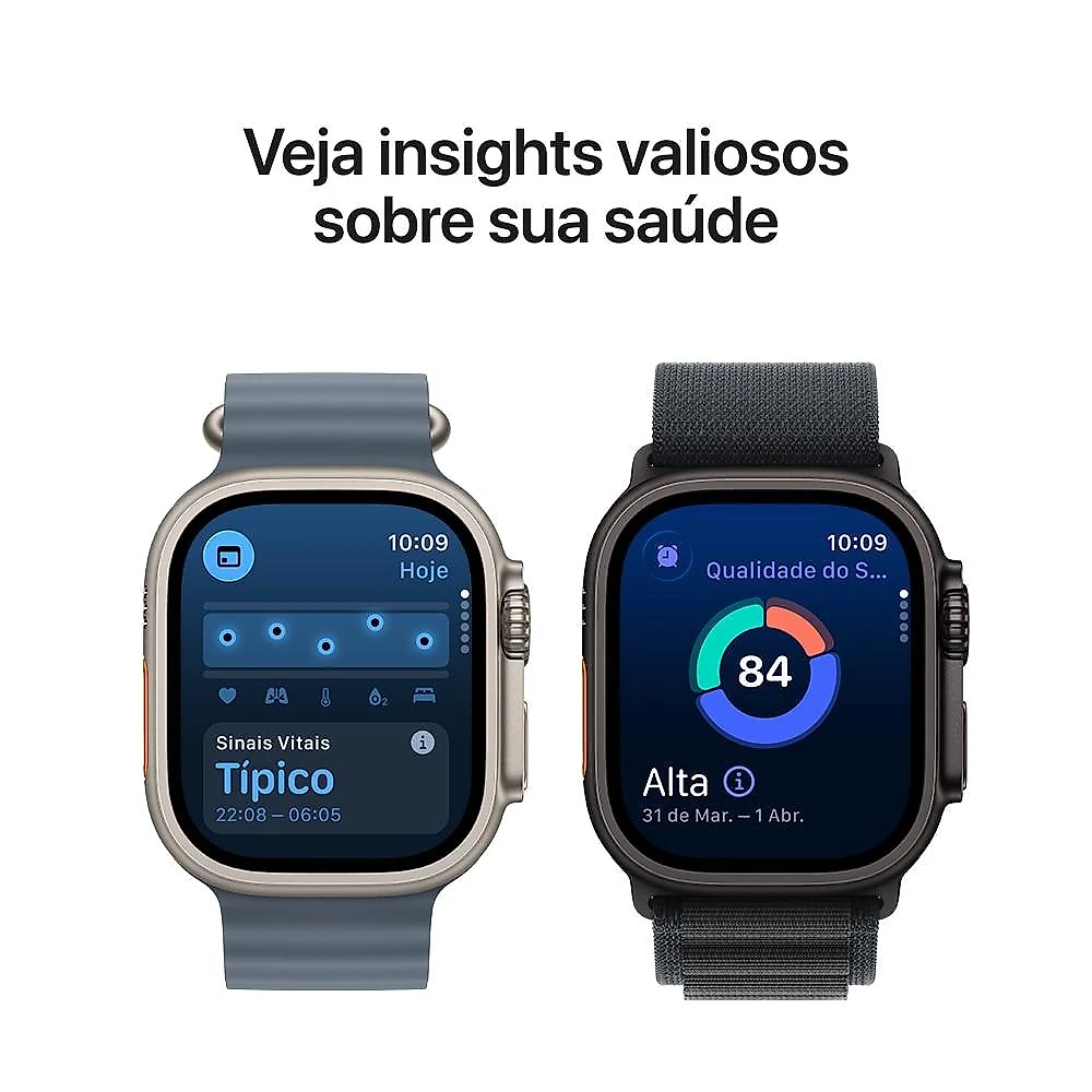 Apple Watch Ultra 3 GPS + Cellular, 49 mm, Caixa Preta de Titânio, Pulseira Preta Estilo Milanês de Titânio – P
