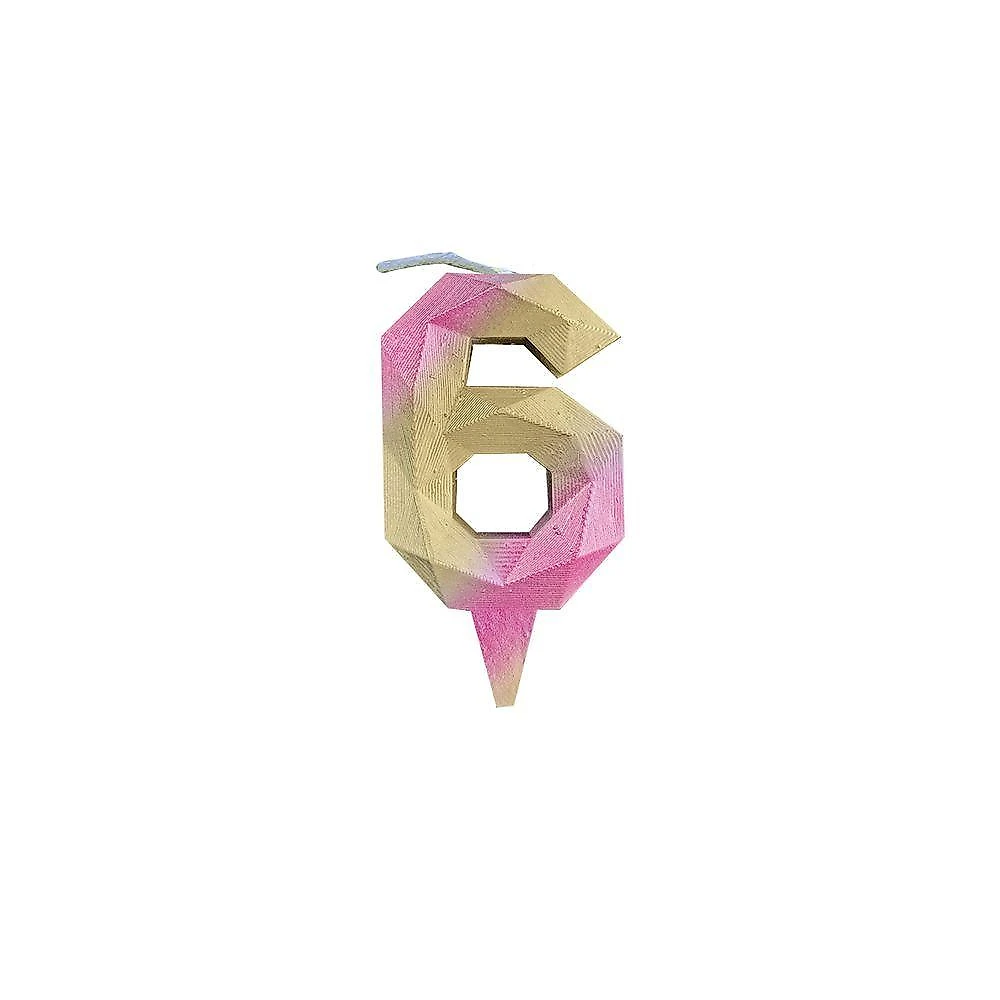 Vela De Aniversário Diamante Rosa E Dourada Modelo 4