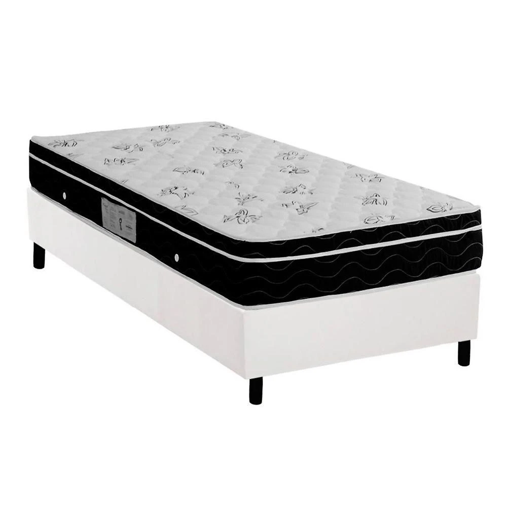 Cama Box com Colchão Solteiro Molas Master Pocket Physical Euro Pillow Ensacadas Branco Ortobom