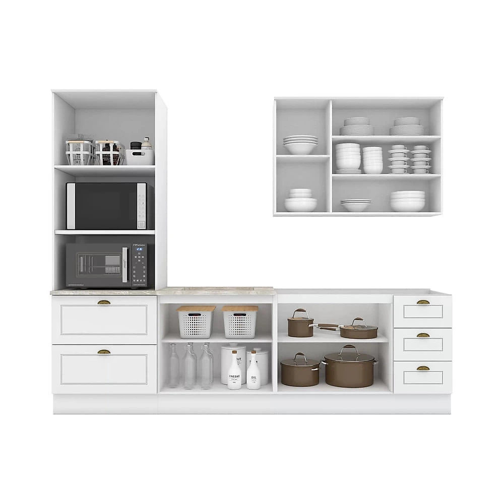 Cozinha Completa 04 Peças com Aéreo 03 Portas Americana Henn Branco HP