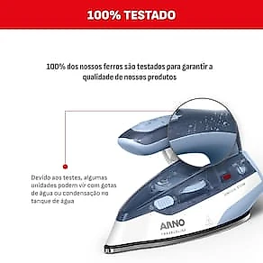 Ferro a Vapor de Viagem Arno Travelgliss Base em Aço Inox Azul e Branco Bivolt