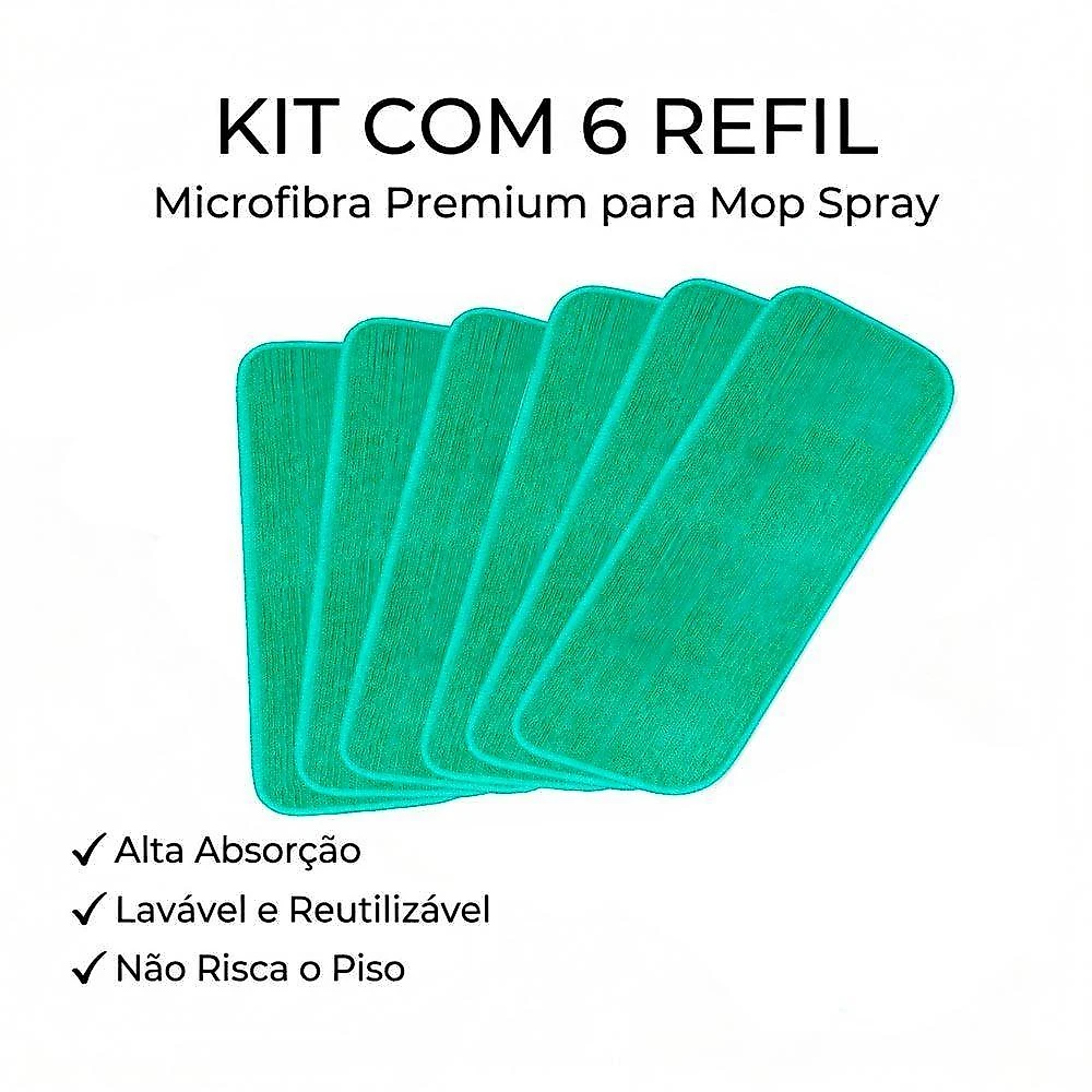Kit 6 Unidades para Mop Spray Microfibra Limpeza Profunda Cinza Outras Marcas