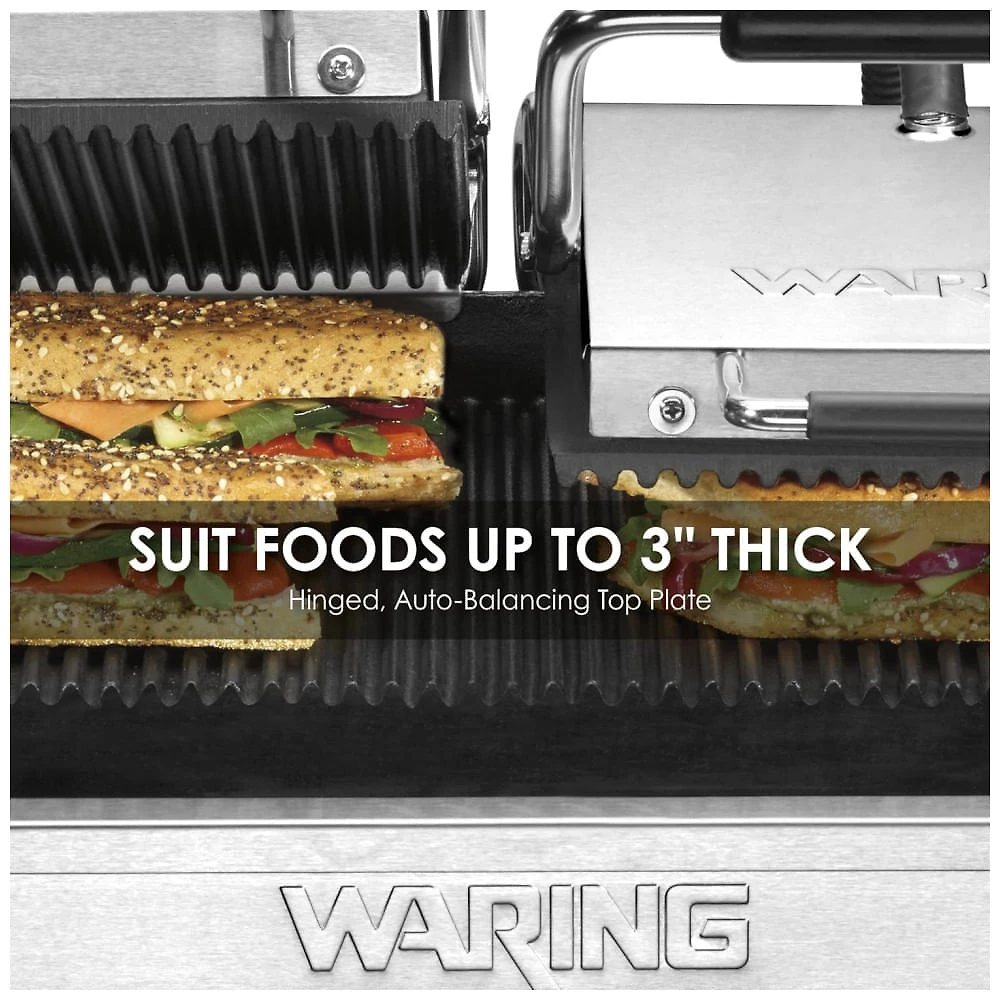 Grill Elétrico em Aço Inoxidável com Bandeja Coletora Removível e Controle de Temperatura, 240V 3200W, Waring WPG300, Pra...