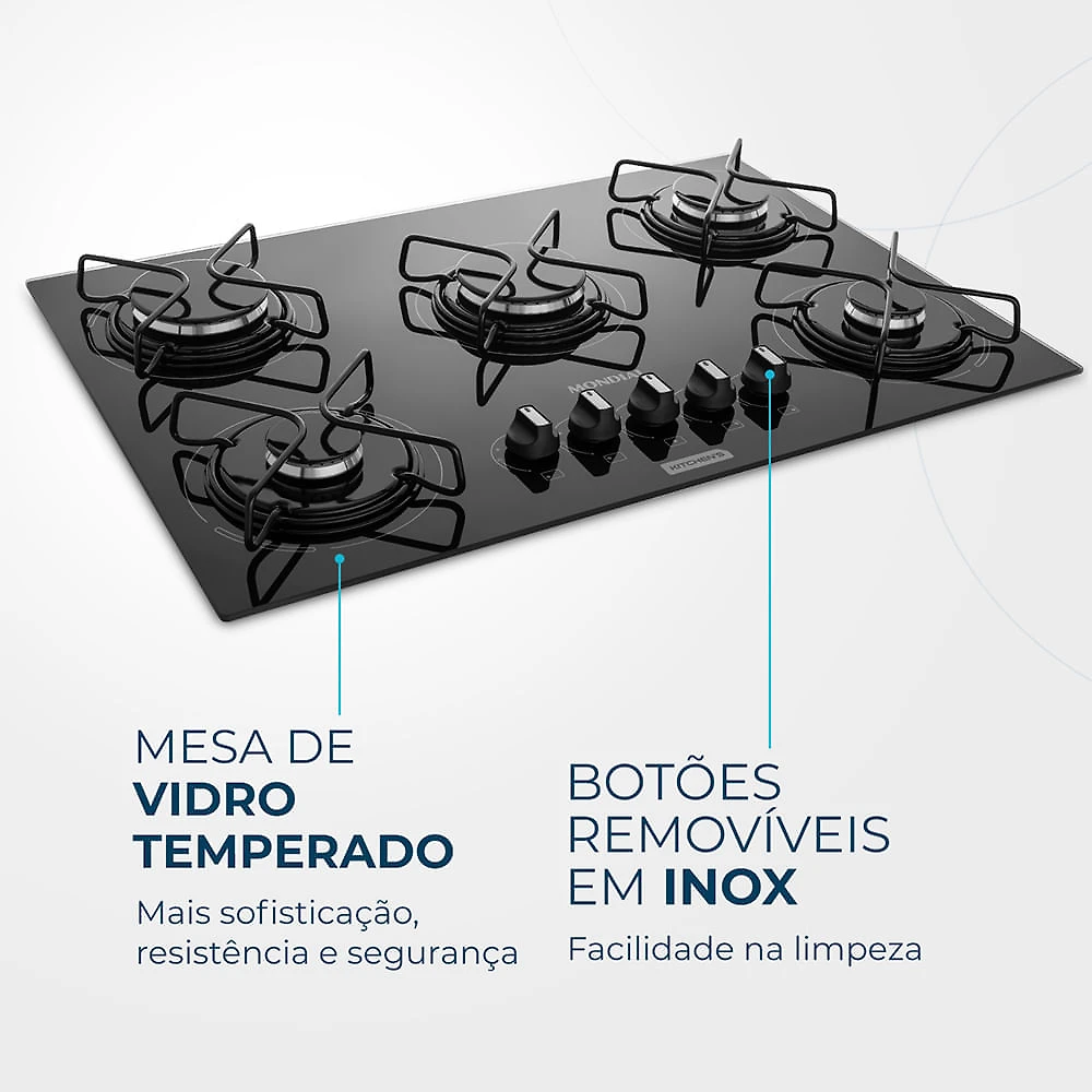 Miniatura Cooktop a Gás 5 Bocas Mondial CTG-02 COOKTOP A GÁS-BIV-PRETO/PRATA
