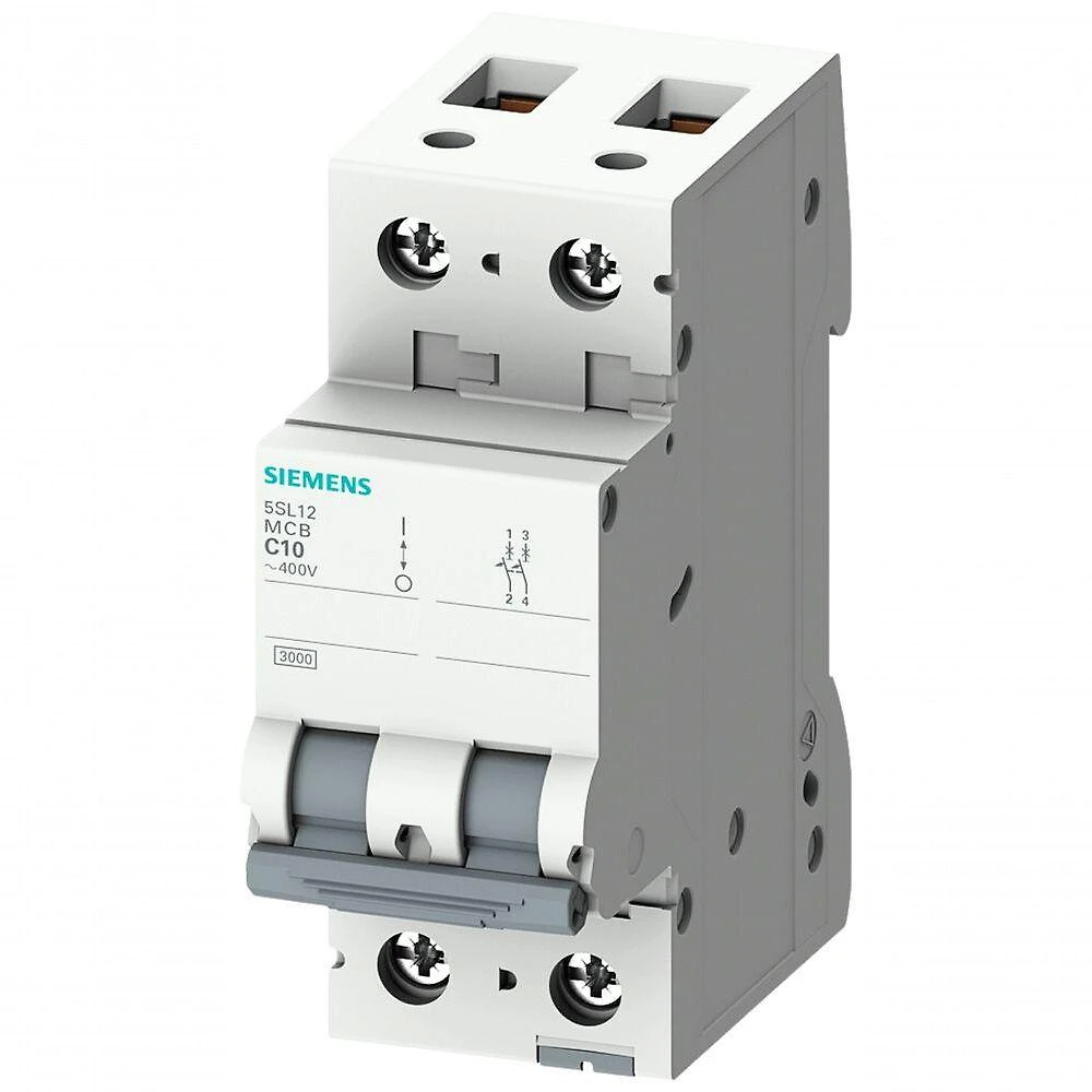 Disjuntor Bipolar 5SL1 Proteção Elétrica Curva C 10A Siemens 5SL1210-7MB