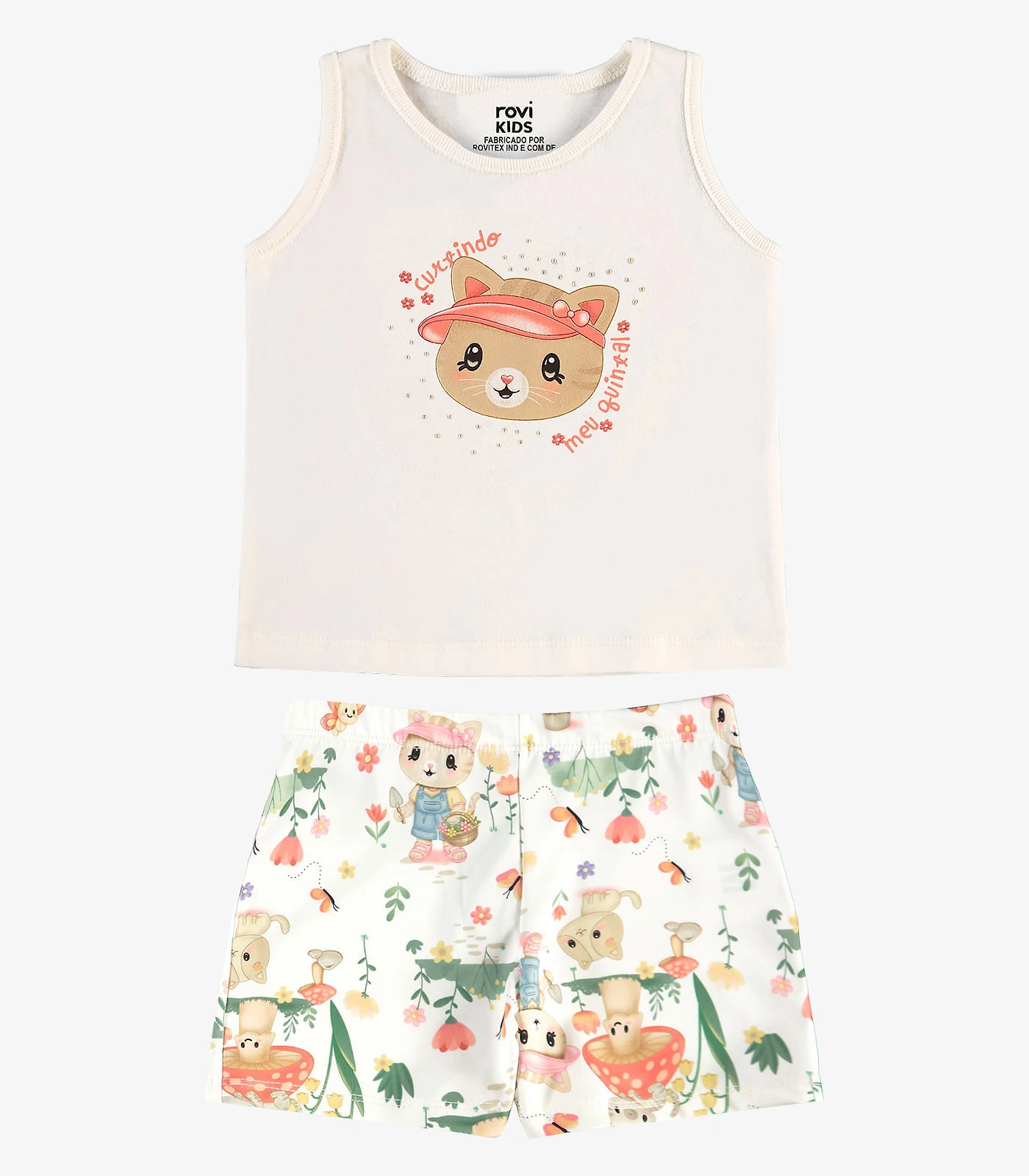 Conjunto Feminino Regata Com Shorts Rovi Kids Bege