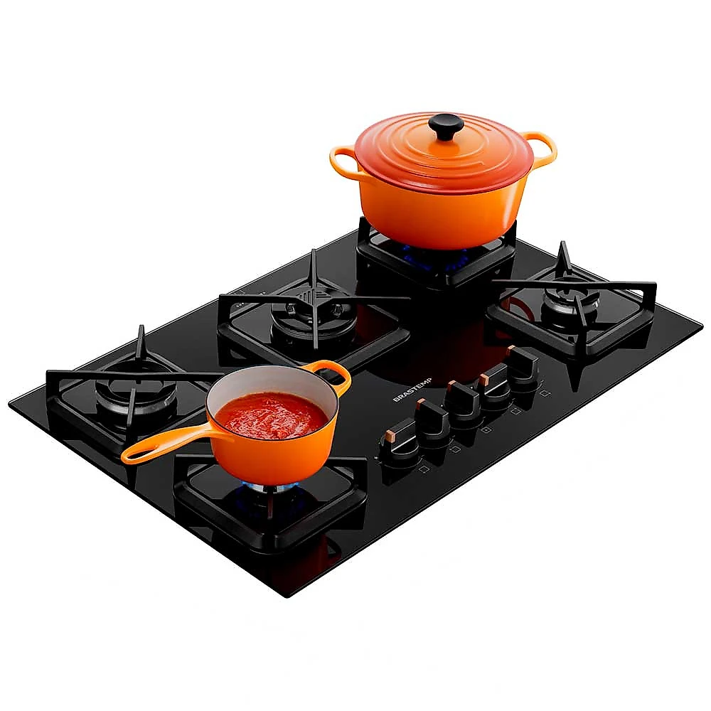 Cooktop a Gás Brastemp em Vidro Temperado com 05 Bocas Preto - BDS75AE Bivolt