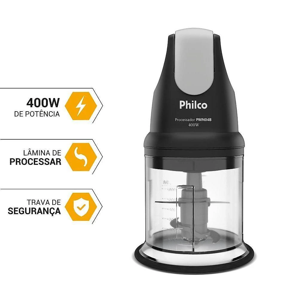 Processador de Alimentos Philco PMN04B 3 em 1 400W Preto 110V