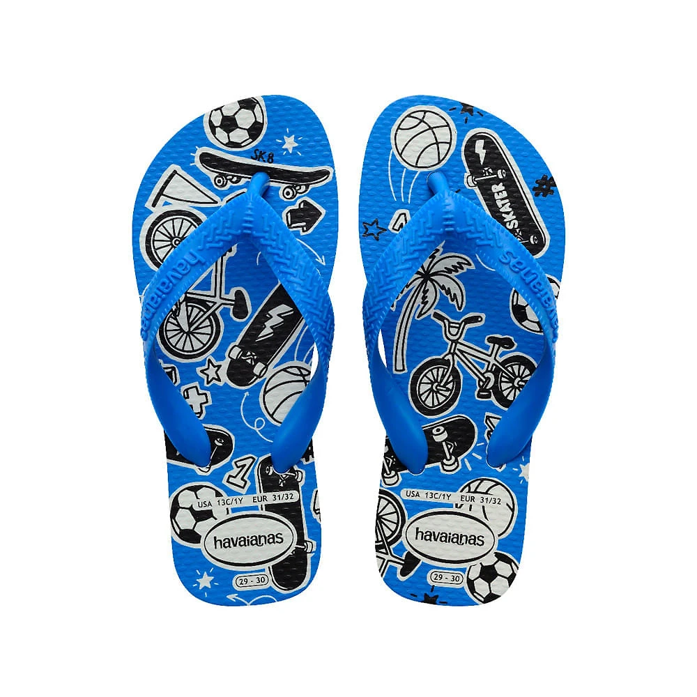 Sandália Havaiana Kids Athletic Cor Branco e Azul 27/28