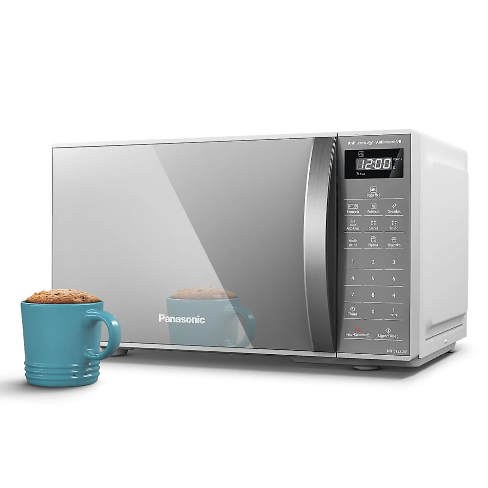 Miniatura Microondas Panasonic Tecnologia Pega Fácil 21L Branco Espelhado - ST27LWRU 110v