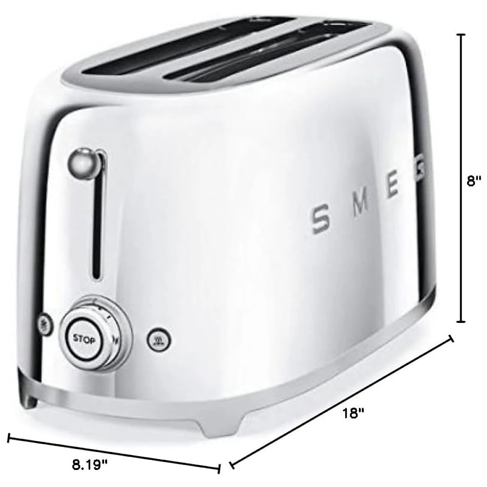 Torradeira Smeg 50s Retro 4 fatias em Aço Inoxidável