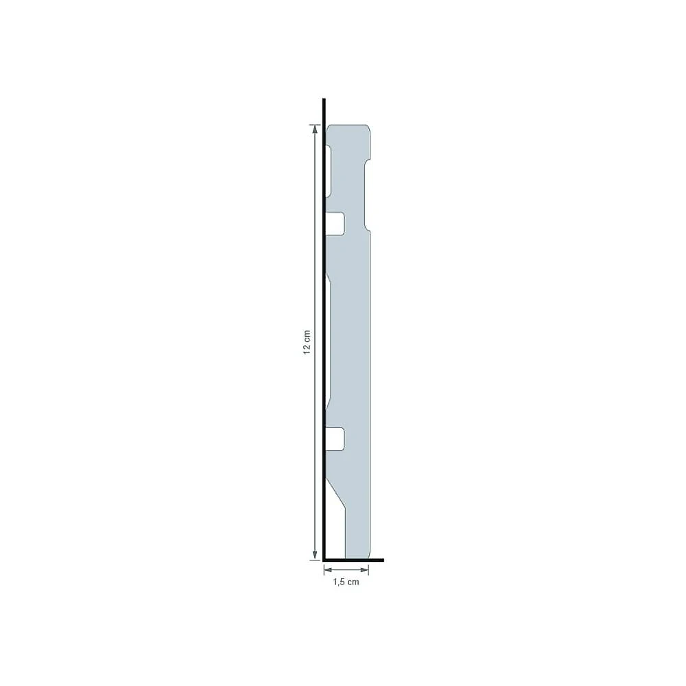 Rodapé de Poliestireno Frisado 12cm x 2,40m Rende 2,40 Metros Casa Grassi Rodapé de Poliestireno 12cm x 15mm Frisado Metro Linear Casa Grassi Branco