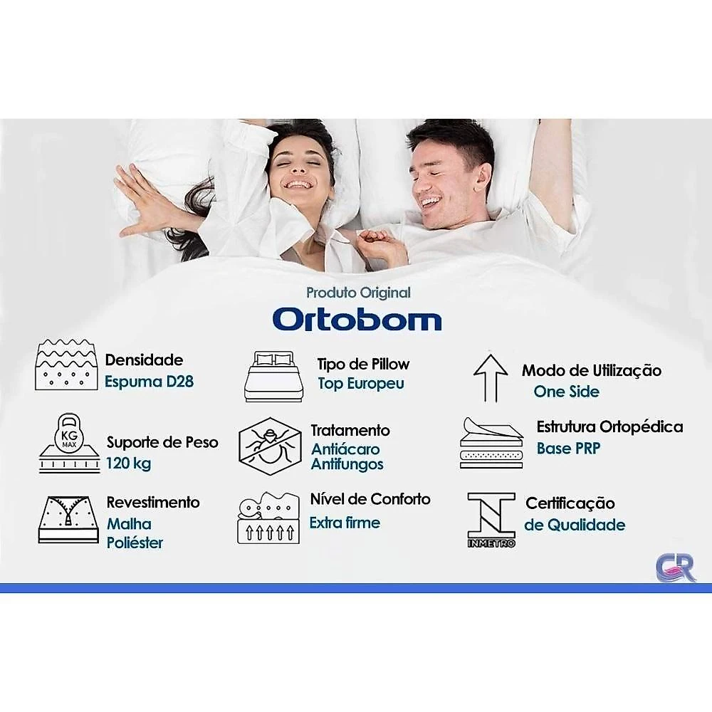 Colchão Solteiro Espuma D28 Euro Pillow 88x188x23CM Branco Ortobom