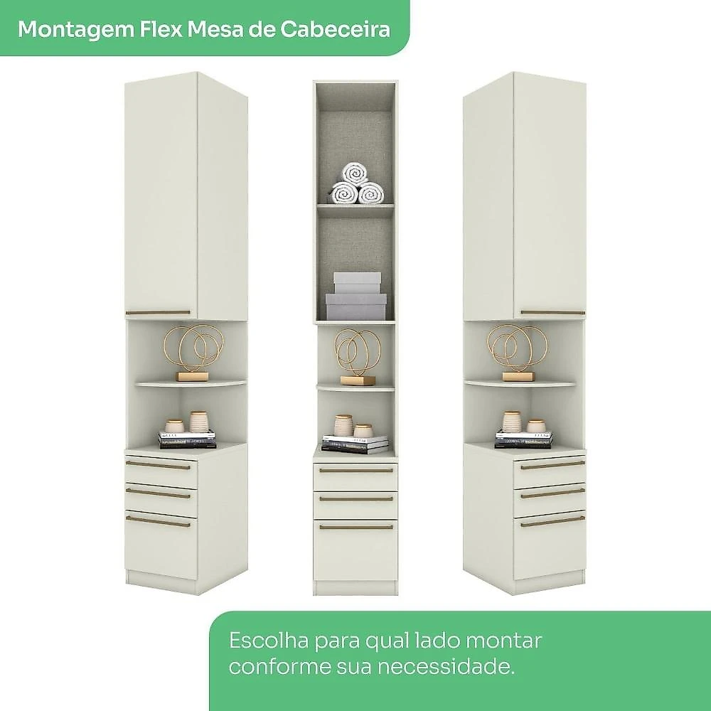 Quarto Modulado Casal Completo 8 Portas 9 Gavetas Canto Reto Seletto Areia HP