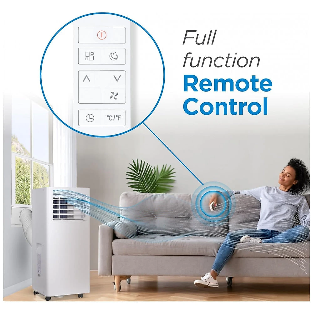 Ar Condicionado Portátil BLACK+DECKER, 8.500 BTUs, 5.100 BTUs SACC para Ambientes de até 32,5m², Controle Remoto Completo e Kit para Janela