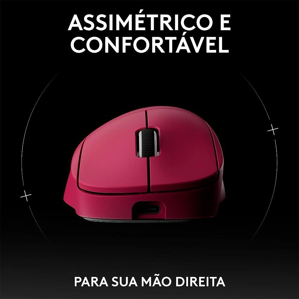 Mouse Gamer Sem Fio Logitech G Pro X Superlight 2 DEX, Lightspeed, 44.000 DPI, Design Assimétrico para Destros, Rosa Magenta- 910-007372