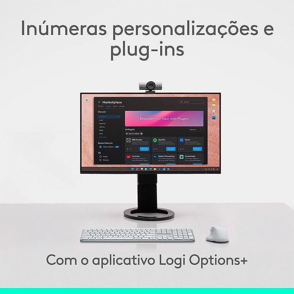 Mouse Sem Fio Logitech MX Master 4, Sensação Tátil do Haptic Feedback, USB-C, Bluetooth,Cinza Claro - 910-007566