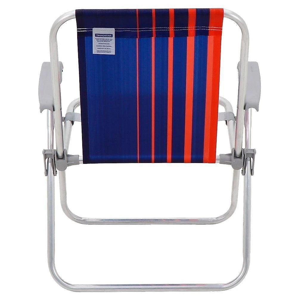 Kit 08 Cadeiras E Praia Tramontina Samoa Alta Em Alumínio Com Assento Azul Escuro E Laranja 92900000