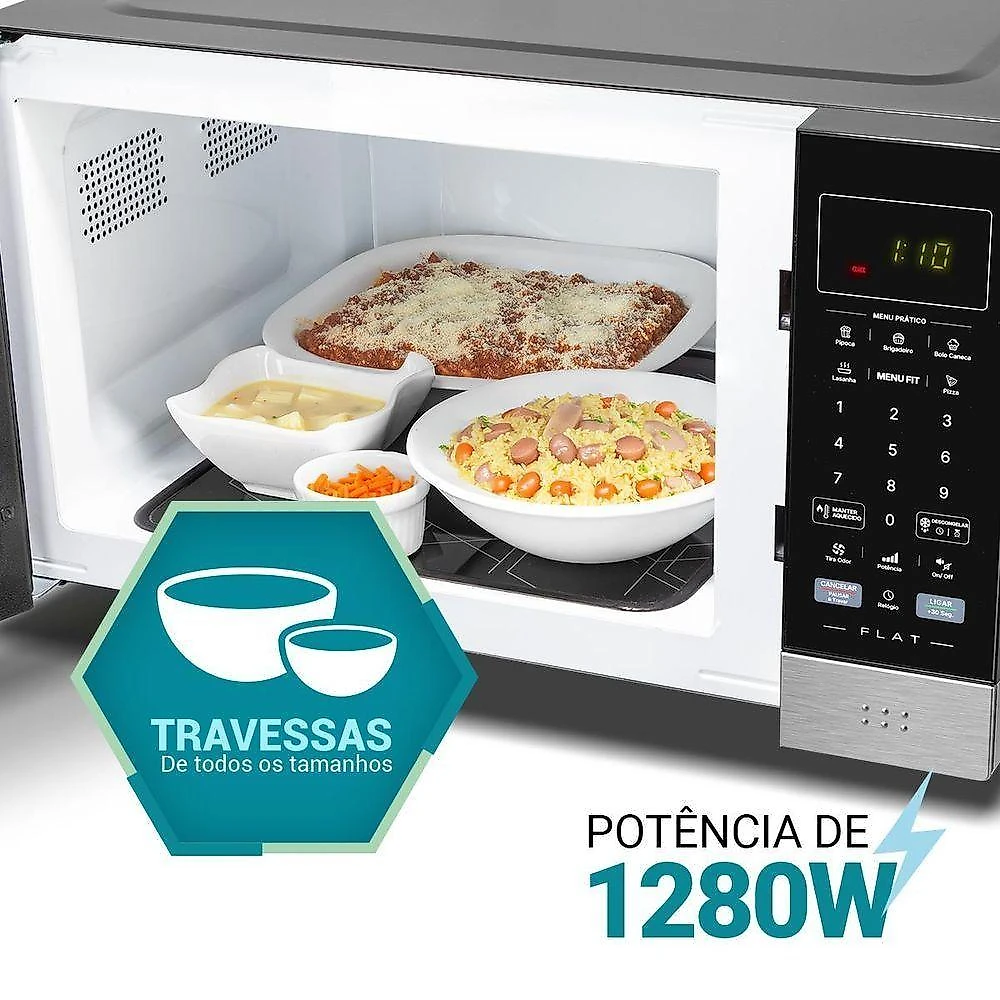 Micro-ondas Philco 28L Preto Espelhado Flat PMO30F 110V