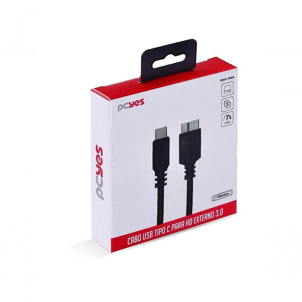 Cabo para HD Externo P3UCMBP-1 USB-C para USB Micro B 3.0 1 METRO 5V 3A Preto Pcyes