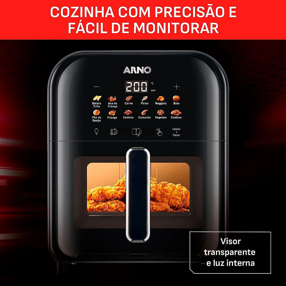 Fritadeira Sem Óleo Arno Easy Fry Turbo 6L com Painel Digital e Luz Interna - AFI6 110