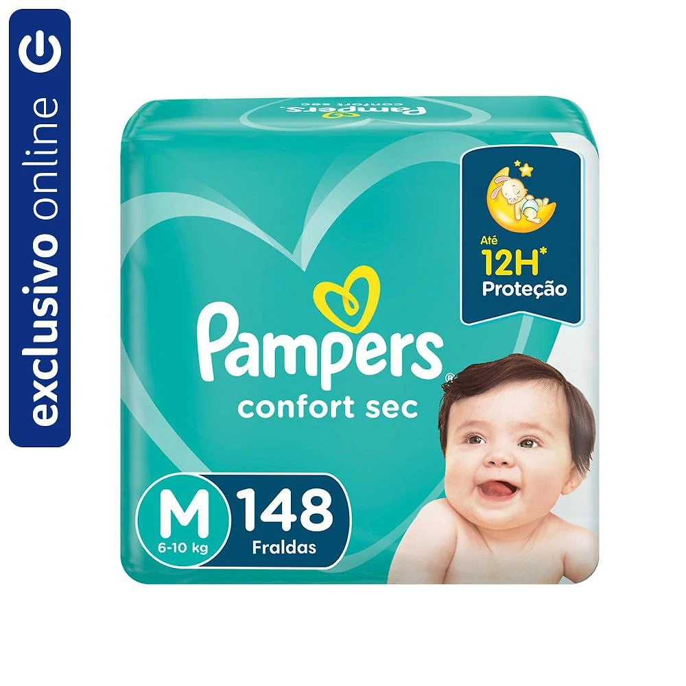 Miniatura Fralda Pampers Confort Sec Jumbo M 148 Unidades