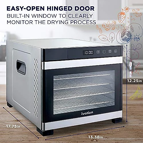 Ivation Desidratador de Alimentos 6 Bandejas Digital Prata e Preto 110V
