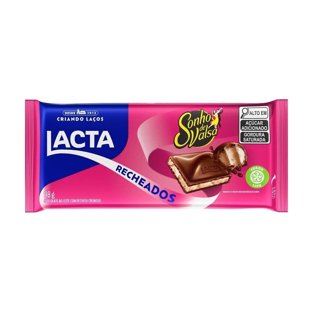 Chocolate Ao Leite Lacta Recheado Com Sonho De Valsa 98g