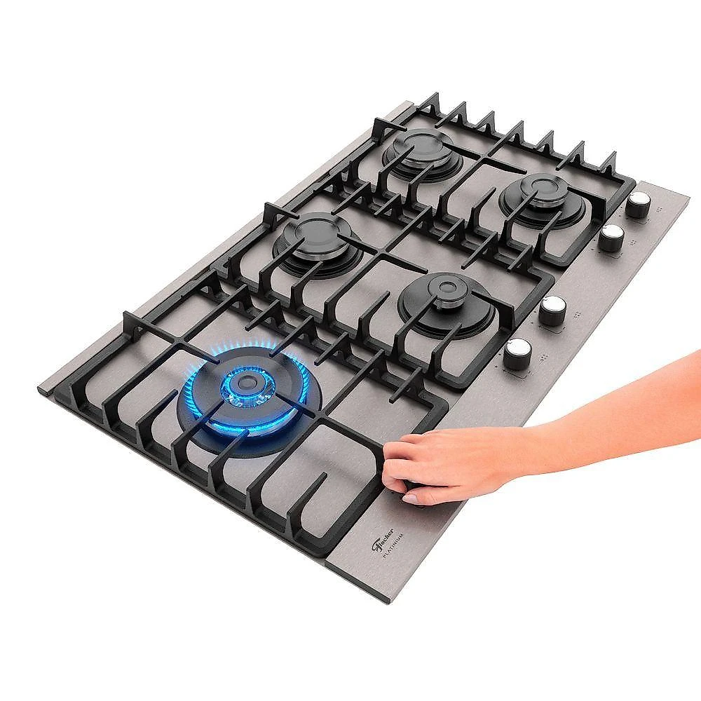 Cooktop a Gás Fischer Platinium Prime 5 Bocas Inox Tripla Chama Bivolt
