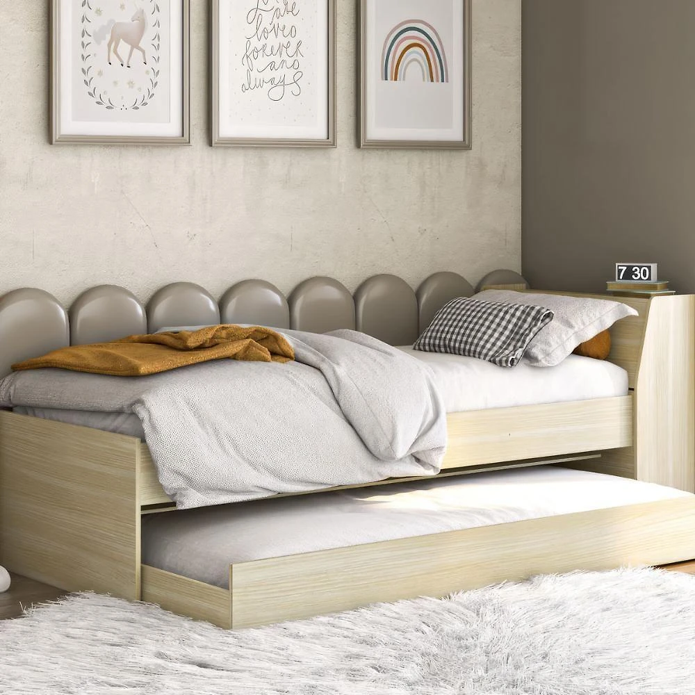 Cama Solteiro Bicama com Estante Ditália BB-28-29 COP MDP-MDP Cinza Ditália Móveis