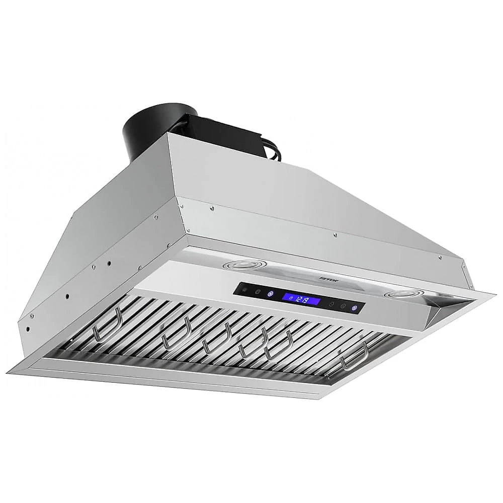 Coifa Embutida VEVOR Inox 76 cm 900CFM 4 Velocidades LED Duto/Sem Duto Controle Remoto 110V